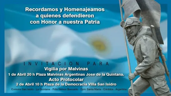La Comuna invita a participar de la Vigilia y el Acto en homenaje a los Héroes de Malvinas