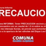 Aumenta el caudal del río: la Comuna emite advertencia a vecinos y visitantes