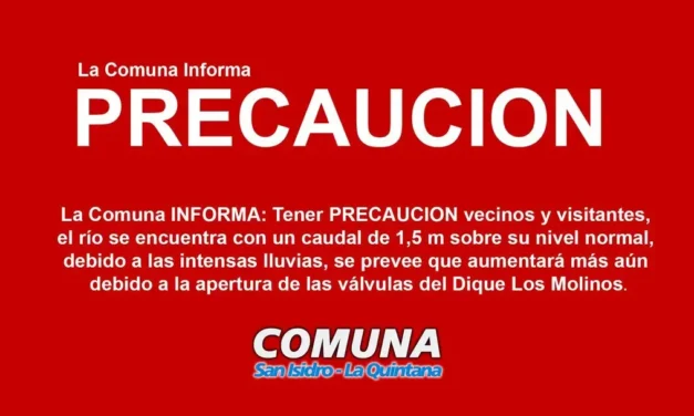 Aumenta el caudal del río: la Comuna emite advertencia a vecinos y visitantes