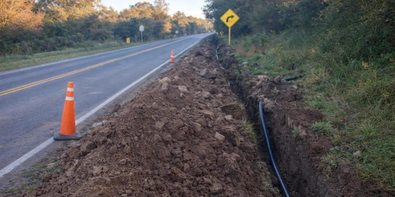 Avanza la obra de fibra óptica sobre la Ruta E56: recomiendan circular con precaución