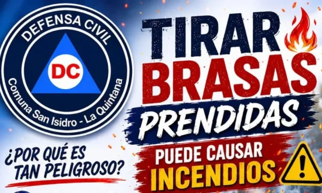 Defensa Civil advierte sobre el riesgo de tirar brasas prendidas