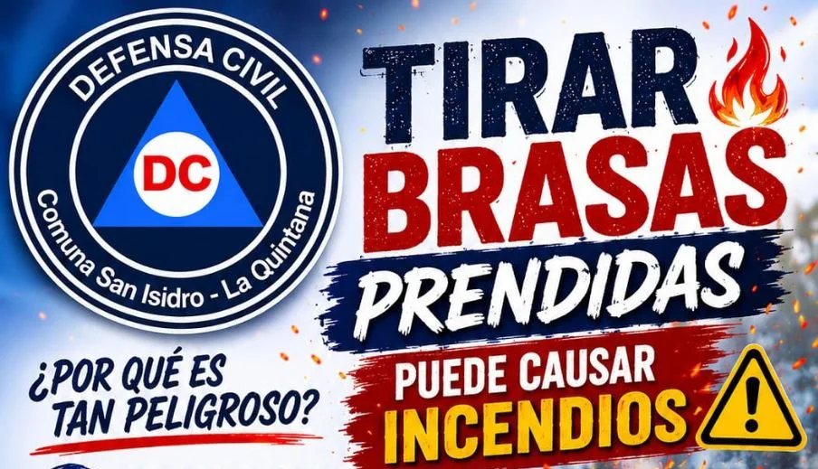 Defensa Civil advierte sobre el riesgo de tirar brasas prendidas