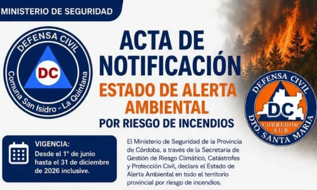 Defensa Civil: Estado de Alerta Ambiental por riesgo de incendios: notificación oficial del Ministerio de Seguridad