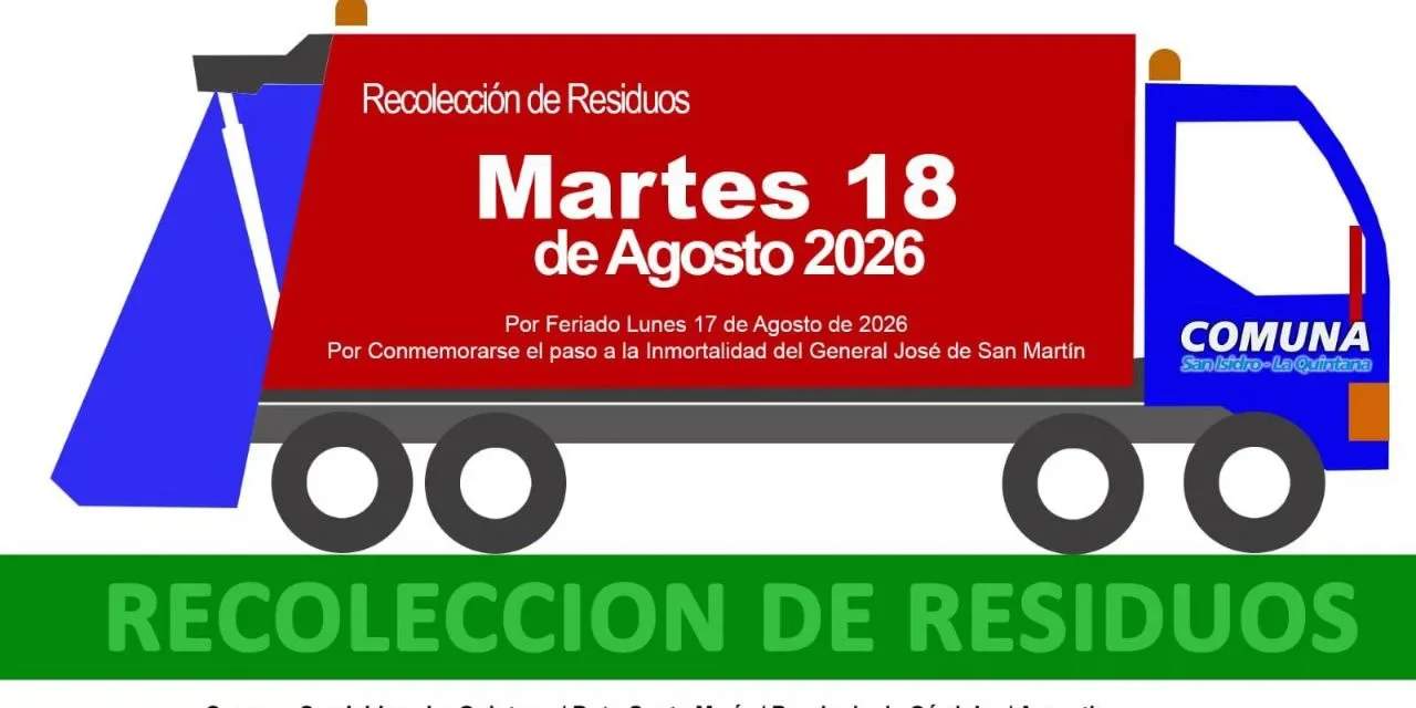 Recolección de Residuos – Martes 18 de Agosto