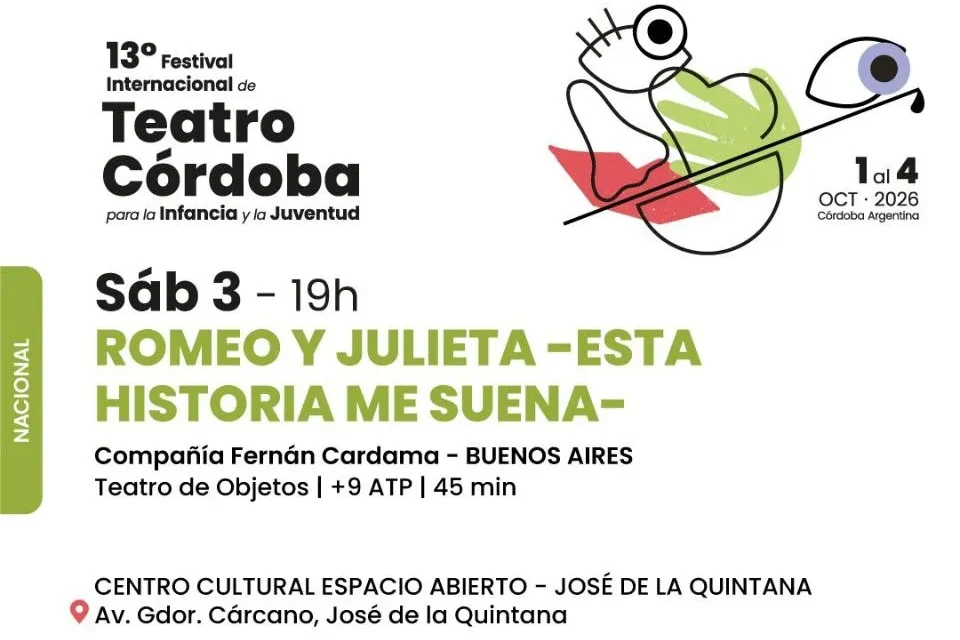 🎭🎊XIII Festival Internacional de Teatro Córdoba para la Infancia y la Juventud.En el Cc Espacio Abierto en José de la Quintana.🎉