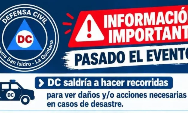 Defensa Civil de San Isidro – La Quintana refuerza las medidas de prevención ante la llegada de El Niño