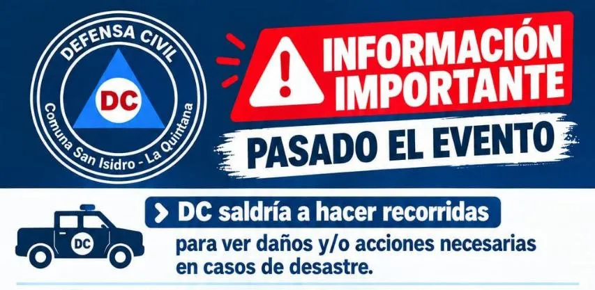 Defensa Civil de San Isidro – La Quintana refuerza las medidas de prevención ante la llegada de El Niño